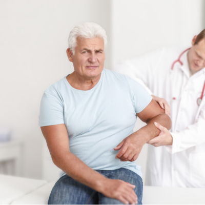 Doctor dealing with patient's joint pain