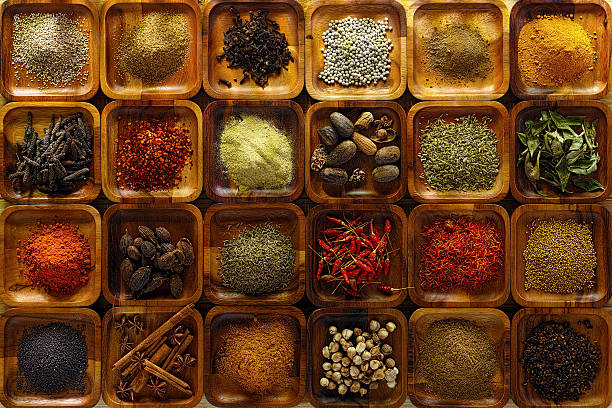 Herbs in square containers