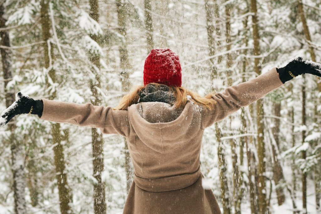 Woman having the chance to enjoy the cold weater