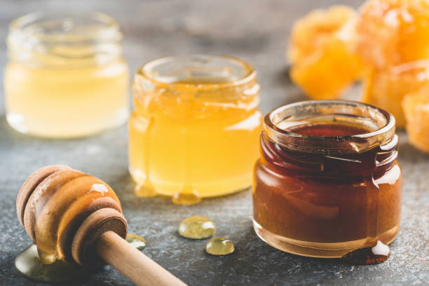 Natural honey is a thick, sweet liquid made by honeybees from floral nectar.