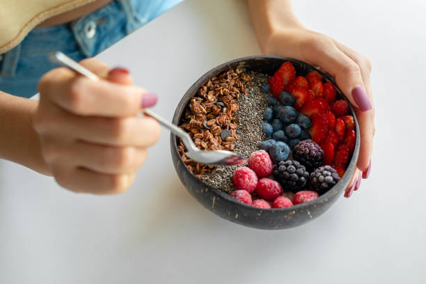 chia pudding with berries and nuts