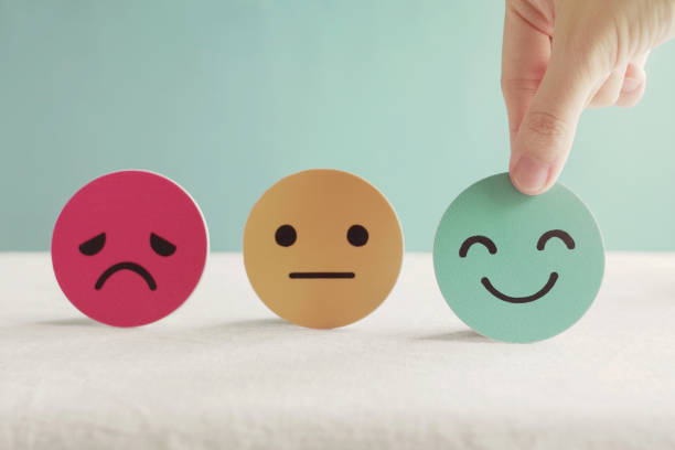 sad, okay, happy faces to show individuality of the mental health