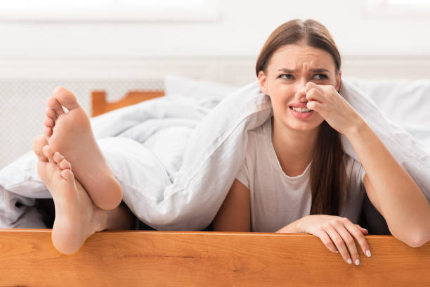 Smelly feet due to fungal infections