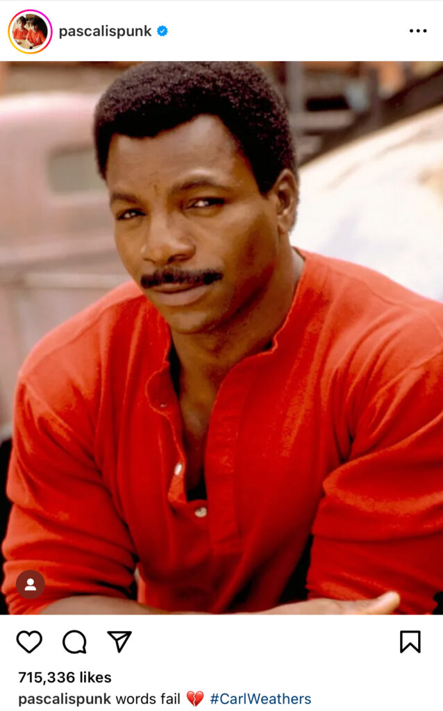 Pedro Pascal pays tribute to Carl Weathers on his instagram