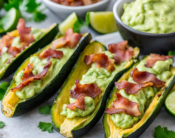 Keto Air Fryer Loaded Zucchini Skins