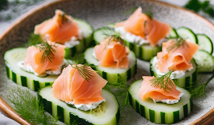 Keto Smoked Salmon & Cucumber Appetizer