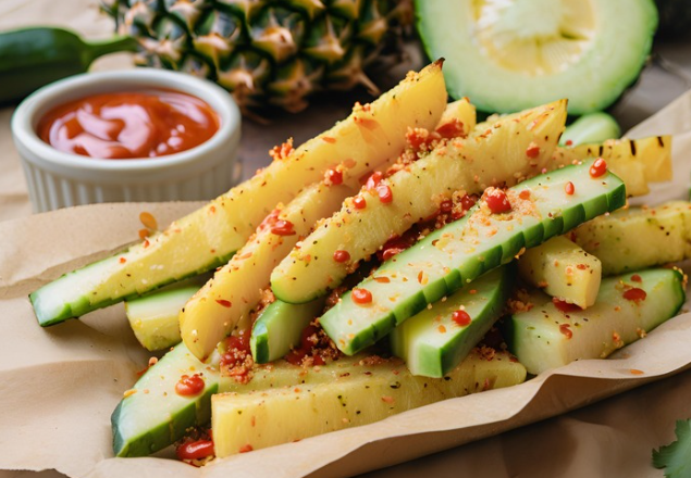 Keto Chili-lime Pineapple Cucumber Sticks