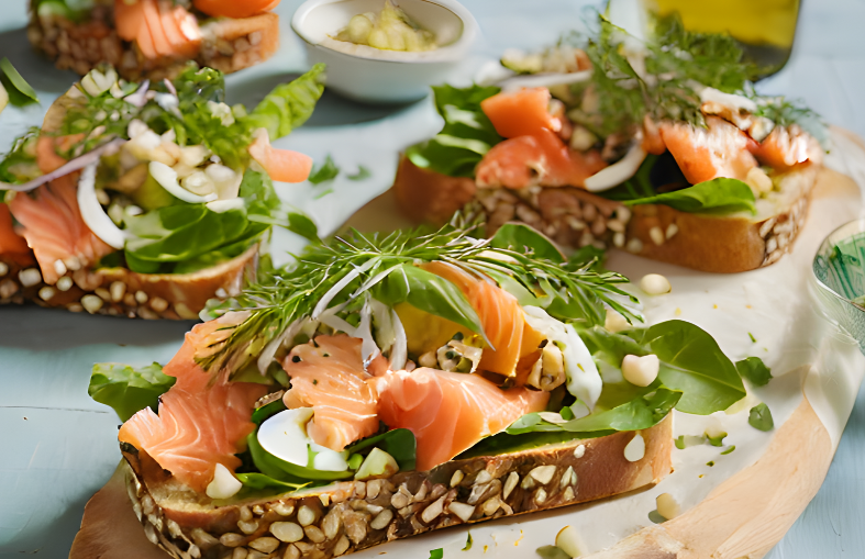 Mediterranean Salmon Salad Tartines