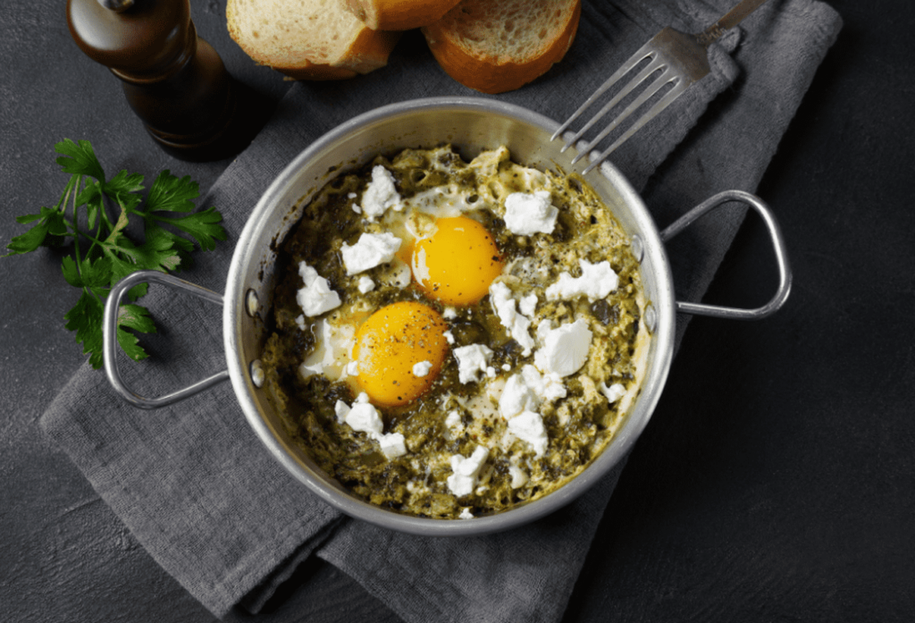 Green Shakshuka with Spinach, Chard & Feta