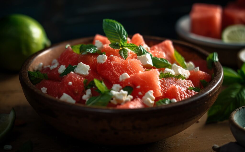 Watermelon Salad with Feta and Cucumber