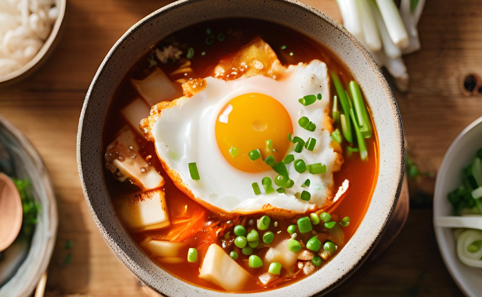 Kimchi-Tofu Soup with Sesame & Egg